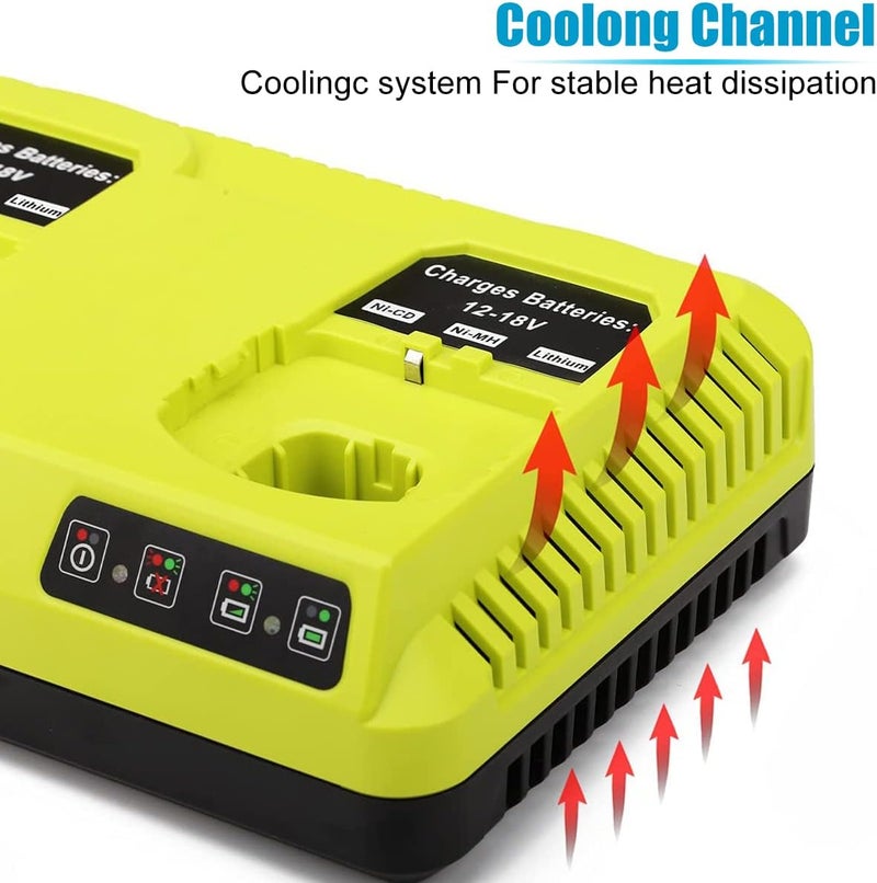 energup 2Port P117 Replace Charger for Ryobi 18V Battery P117 P118 for 18V Max Lithium NiCad P100 P102 P103 P105 P107 P108 Dual Chemistry 12V-18V for Ryobi Battery Charger - Image 5